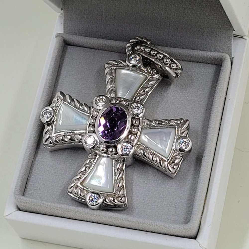 Sterling Silver Judith Ripka Cross Pendant Enhancer